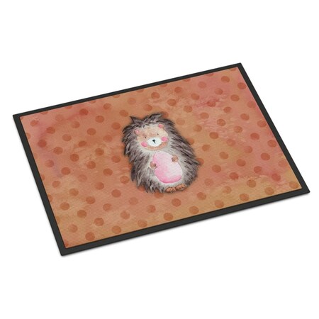 Carolines Treasures 18 x 27 in. Polkadot Hedgehog Watercolor Indoor or Outdoor Mat BB7378MAT